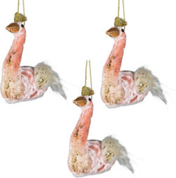 Shatchi Swan Pink 12X13Cm - 3Pcs Christmas Hanging Decorations - thumbnail 1