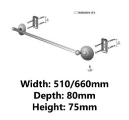 Bisk 610mm Retro Bathroom Bath Rack Single Towel Bar Hanger Antique Brass Wall Mounted - thumbnail 2
