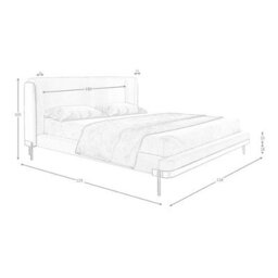 Angel Cerda Stylish Light Grey Fabric And Dark Grey Leatherette Bed For Modern Bedrooms - thumbnail 7