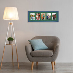 AK Frames 26X8 Navy Blue Sleek Multi Photo Frame With Emerald Mount - Holds 5 Apertures (5X) 6X4 Photos - thumbnail 3