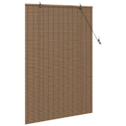 Berkfield Modern Window Blind With Curtains Manual Brown 100 X 160 Cm Bamboo - thumbnail 4