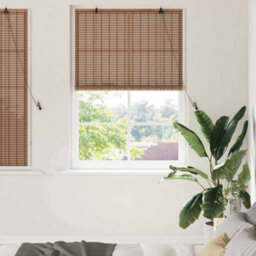 Berkfield Modern Window Blind With Curtains Manual Brown 100 X 160 Cm Bamboo - thumbnail 2