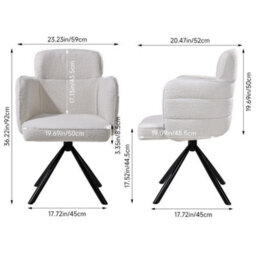 Thehotsale White Upholstered Leisure Swivel Chair With Metal Legs - thumbnail 5
