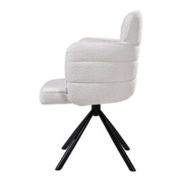 Thehotsale White Upholstered Leisure Swivel Chair With Metal Legs - thumbnail 3