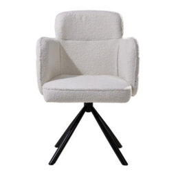 Thehotsale White Upholstered Leisure Swivel Chair With Metal Legs - thumbnail 2