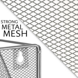 Hanging Magazine Rack Wall Mounte  6 Tier Mesh Metal Silver - thumbnail 8