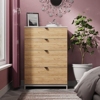 Norway 4 Drawer Deep Chest (Ready Assembled) In Gold Oak & Kashmir - image 1