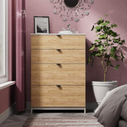 Norway 4 Drawer Deep Chest (Ready Assembled) In Gold Oak & Kashmir - thumbnail 1