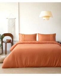 Velosso Orange Hex Tuft Duvet Cover And Pillowcase Set Single - thumbnail 3