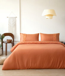 Velosso Orange Hex Tuft Duvet Cover And Pillowcase Set Single
