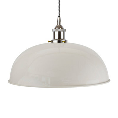 Pale Grey Worcester Painted Dome Pendant Light With Nickel Lamp Holder And Grey Twisted Cable - Se Home - image 1