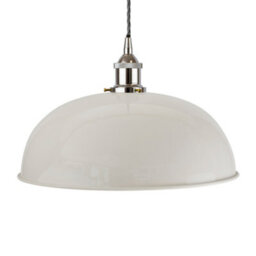 Pale Grey Worcester Painted Dome Pendant Light With Nickel Lamp Holder And Grey Twisted Cable - Se Home - thumbnail 1