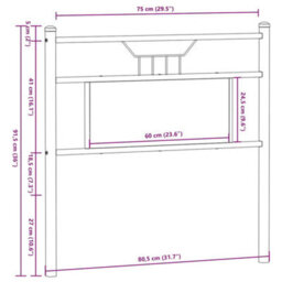 Berkfield Headboard Smoked Oak 75 Cm Engineered Wood And Steel - thumbnail 8