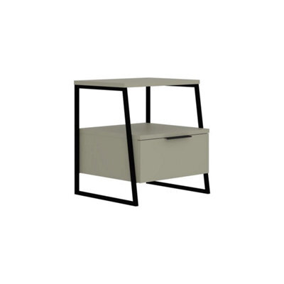 1 Door Bedside Table Black Metal Frame And Handle - image 1
