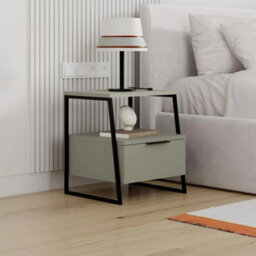 1 Door Bedside Table Black Metal Frame And Handle - thumbnail 3