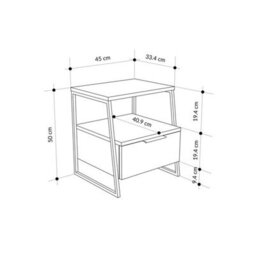 1 Door Bedside Table Black Metal Frame And Handle - thumbnail 2