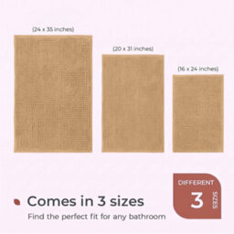 Moonlight Bedding Plush Chenille Bathroom Floor Mat Non-Slip Quick-Dry Absorbent Bathroom & Doorway Shower Rug Beige 50X80 Cm - thumbnail 6