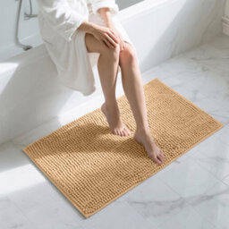 Moonlight Bedding Plush Chenille Bathroom Floor Mat Non-Slip Quick-Dry Absorbent Bathroom & Doorway Shower Rug Beige 50X80 Cm - thumbnail 1