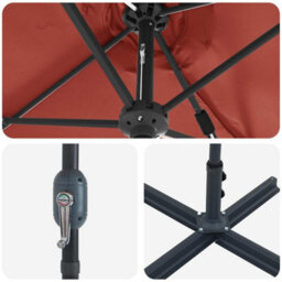 Berkfield Modern Garden Parasol Terracotta Powder-Coated Steel - thumbnail 9