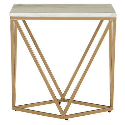 Beliani Marble-Effect Side End Table With Gold Metal Frame, 50 X 50 Cm - image 1