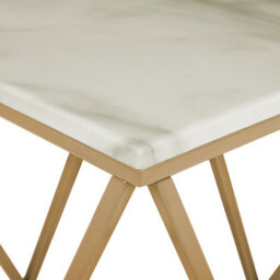 Beliani Marble-Effect Side End Table With Gold Metal Frame, 50 X 50 Cm - thumbnail 4