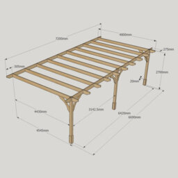 Rutland County Garden Furniture Wall Mounted Premium Pergola 3 Posts - Wood - L480 X W720 X H270 Cm - Rustic Brown - thumbnail 6