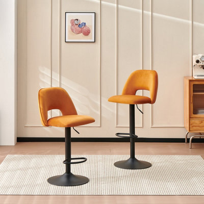 Sonara Set Of 2 Adjustable Upholstered Velvet Bar Stools With Gas-Lift, Swivel And Footrest - image 1