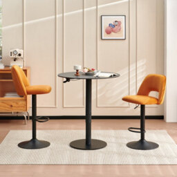 Sonara Set Of 2 Adjustable Upholstered Velvet Bar Stools With Gas-Lift, Swivel And Footrest - thumbnail 3