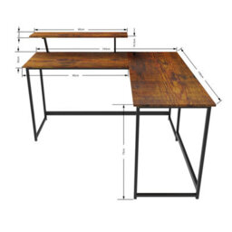 Abrihome L Computer Desk With Self Corner Tabletop Home Office Work Table, Industrial Rustic Brown - thumbnail 5