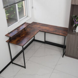 Abrihome L Computer Desk With Self Corner Tabletop Home Office Work Table, Industrial Rustic Brown - thumbnail 8