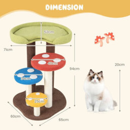 Costway 3-In-1 Cat Tree 5-Tier Cat Tower Indoor Mushroom Kitten Activity Center - thumbnail 2
