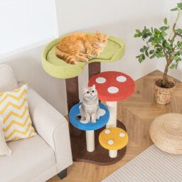 Costway 3-In-1 Cat Tree 5-Tier Cat Tower Indoor Mushroom Kitten Activity Center - thumbnail 4