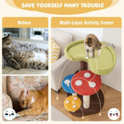 Costway 3-In-1 Cat Tree 5-Tier Cat Tower Indoor Mushroom Kitten Activity Center - thumbnail 8