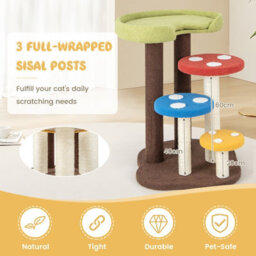 Costway 3-In-1 Cat Tree 5-Tier Cat Tower Indoor Mushroom Kitten Activity Center - thumbnail 5