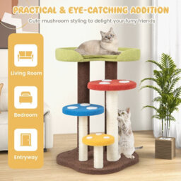 Costway 3-In-1 Cat Tree 5-Tier Cat Tower Indoor Mushroom Kitten Activity Center - thumbnail 9