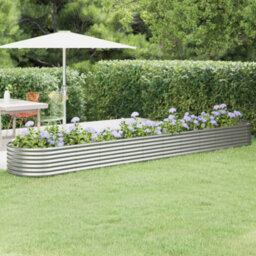 Berkfield Garden Planter Powder-Coated Steel 440X80X36 Cm Silver