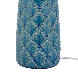Beliani Sea Blue Grey Leaf Ceramic Bedside Lamp 55Cm - thumbnail 6