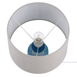 Beliani Sea Blue Grey Leaf Ceramic Bedside Lamp 55Cm - thumbnail 4