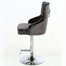 Home Luxe Interiors Majestic Grey Brushed Velvet Swivel Bar Stool Chair - thumbnail 4