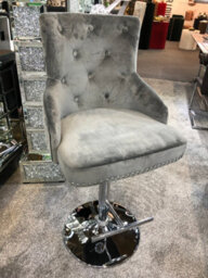 Home Luxe Interiors Majestic Grey Brushed Velvet Swivel Bar Stool Chair - thumbnail 5