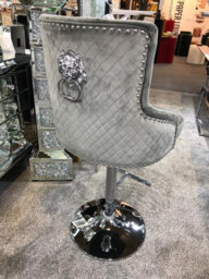 Home Luxe Interiors Majestic Grey Brushed Velvet Swivel Bar Stool Chair - thumbnail 6