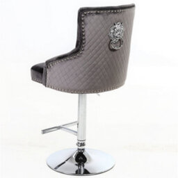 Home Luxe Interiors Majestic Grey Brushed Velvet Swivel Bar Stool Chair - thumbnail 2