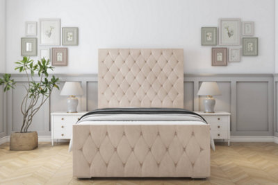 "Sloomy Watson Sand Naples Bed Frame With 50"" Upholstered Headboard 4' Small Double" - image 1