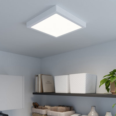 GoodHome Hestia Matt Metal & Plastic White Frosted Effect Led Ceiling Light - image 1
