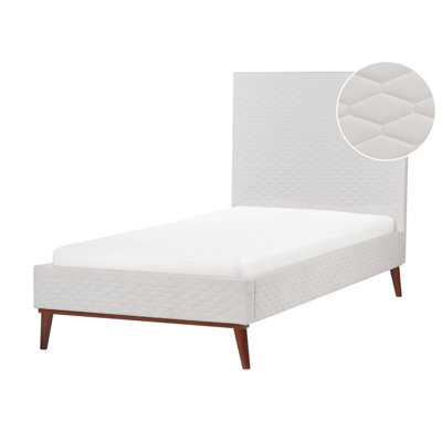 Beliani Bed Velvet Bayonne 90 X 200 Cm (Eu Single) Off-White - image 1
