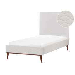 Beliani Bed Velvet Bayonne 90 X 200 Cm (Eu Single) Off-White - thumbnail 1