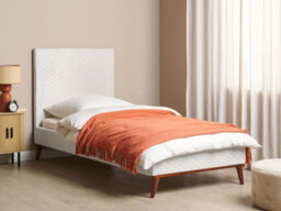 Beliani Bed Velvet Bayonne 90 X 200 Cm (Eu Single) Off-White - thumbnail 2