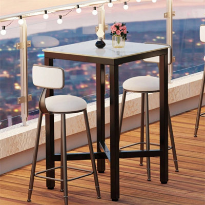 Industrial Tall Square Table Metal Dining Table Kitchen Cafe Bistro Furniture - image 1