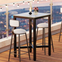 Industrial Tall Square Table Metal Dining Table Kitchen Cafe Bistro Furniture - thumbnail 1