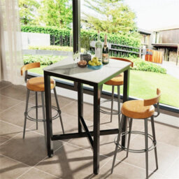 Industrial Tall Square Table Metal Dining Table Kitchen Cafe Bistro Furniture - thumbnail 6